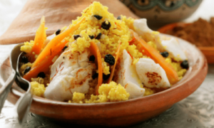 Safran-Couscous mit Fisch